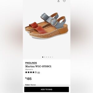 PIKOLINOS Women's Orange and Blue Sandals NWT